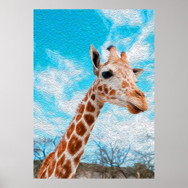 Poster Giraffe Lover Giraffe Art Aquarelle (Devant)