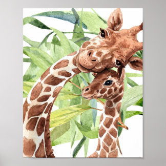 Poster Giraffe Maman & Bébé