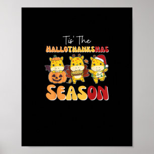 Poster Giraffe Noël Halloween C'est La Hallothanksmas
