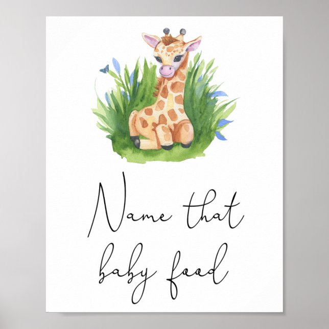 Poster Giraffe - Nom de ce jeu de nourriture pour bébé (Devant)