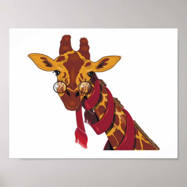 Poster Giraffe Portant des lunettes (Devant)