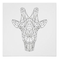 Giraffe Tête Géométrique Noir & Blanc Art Moderne