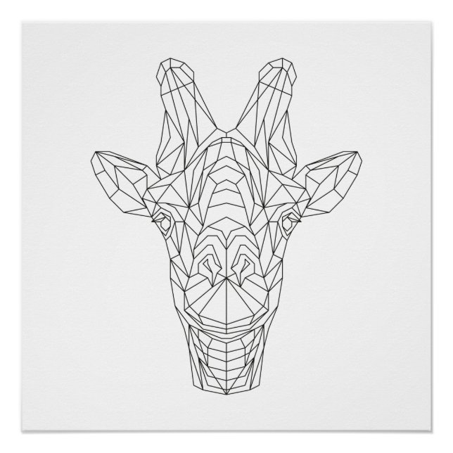 Poster Giraffe Tête Géométrique Noir & Blanc Art Moderne (Devant)
