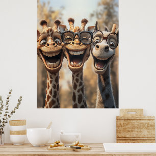 Poster Giraffes de toiture en lunettes
