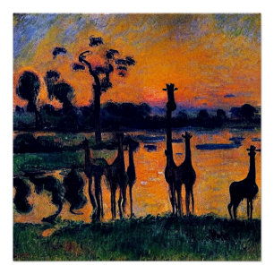 Poster Giraffes en silhouette