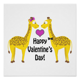 Poster Giraffes Heureuses Saintes-Valentin