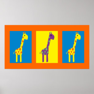 Poster Giraffes jolies et colorées personnalisables