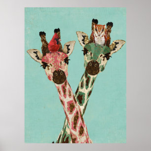 POSTER GIRAFFES & PLUMES