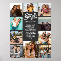 Girl Besties 10 photos texte personnalisé gris arr