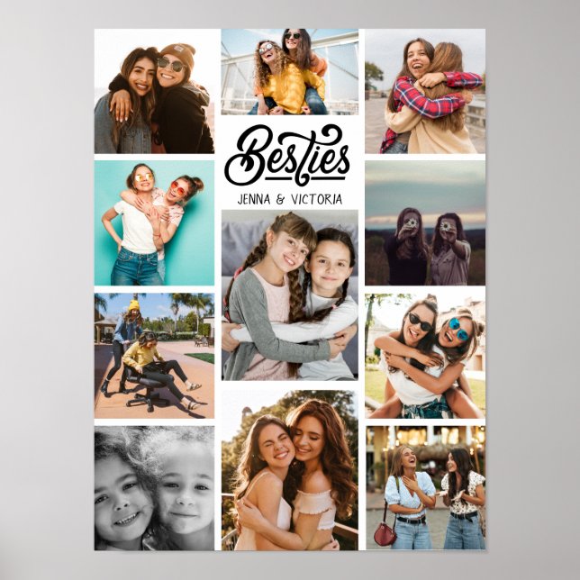 Poster Girl Besties 11 photos collage script noir police (Devant)