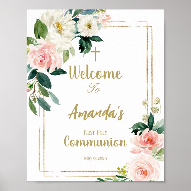 Poster Girl First Communion Welcome Sign (Devant)