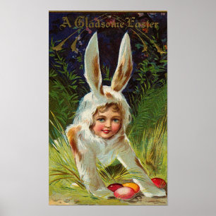 Poster Girl In Bunny Costume Vintage Easter