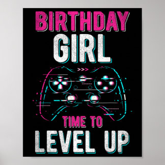 Poster Girl Level Up Vidéo Jeu Anniversaire Fête Cadeaux 