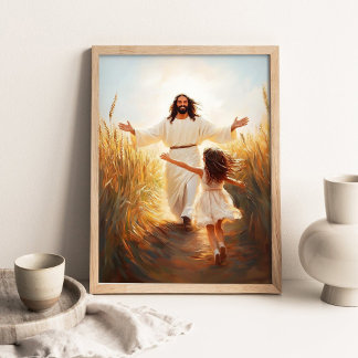 Poster Girl Runs To Jesus, A Leap of Faith, Christian Art