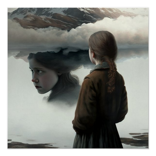 Poster Girl with clouds (Devant)