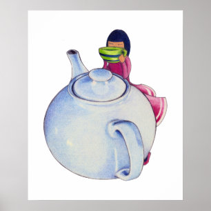 Poster Girl with Tea Poster