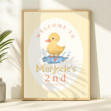 Girls Cute Pastel Duckling Birthday Welcome Sign