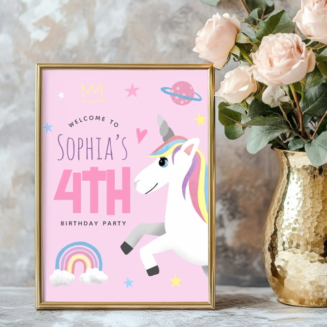 Poster Girls Cute Pink Unicorn Welcome Sign (Créateur téléchargé)