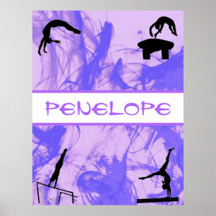Poster Girls Gymnastics Events Smokey Purple Abstract  