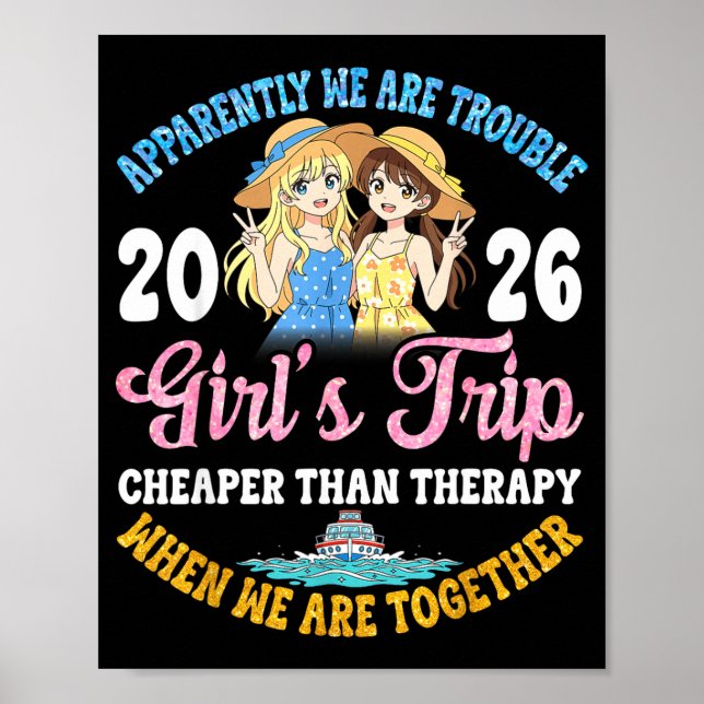 Poster Girls Trip Hilarious Friends Fun Boat Ocean Travel (Devant)