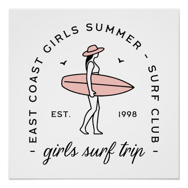 Poster Girls trip surf surfing east coast aesthetic white (Devant)