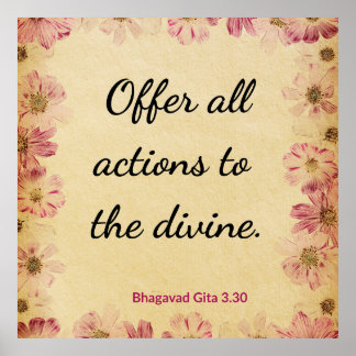 Poster Gita Offrande d'Actions Rose Beige Spirituel Flora