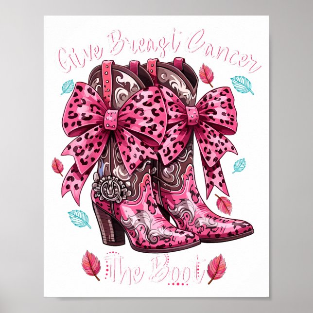 Poster Give Breast Cancer The Boot Nk Cowgirl Western Tee (Devant)
