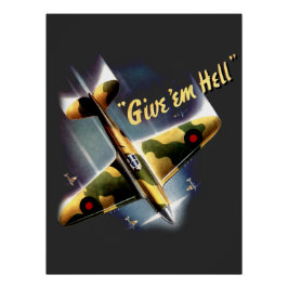 Poster Give 'Em Hell - Retro Spitifire