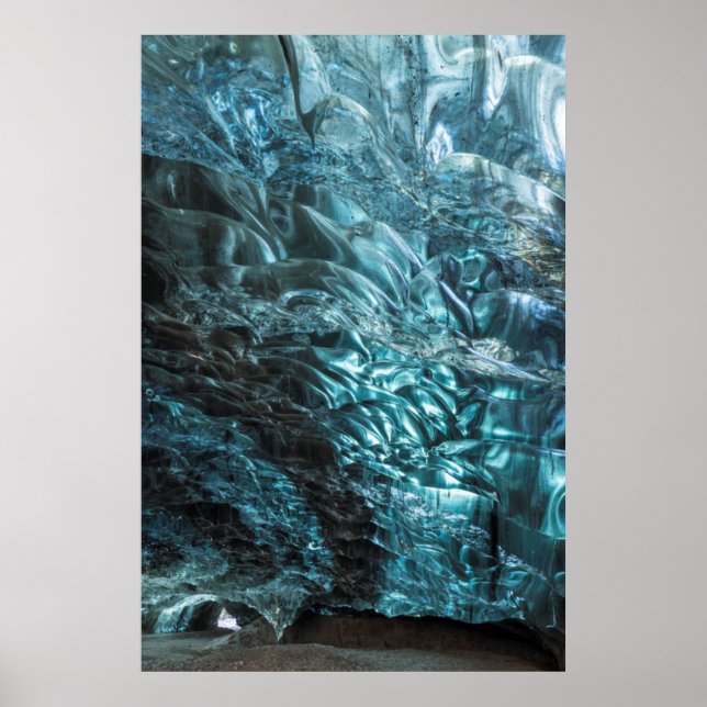 Poster Glace bleue d'une grotte de glace, Islande (Devant)