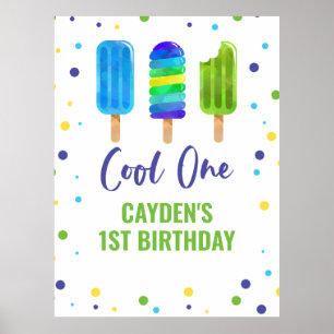 Poster Glace Cool One 1er Anniversaire Bleu Vert