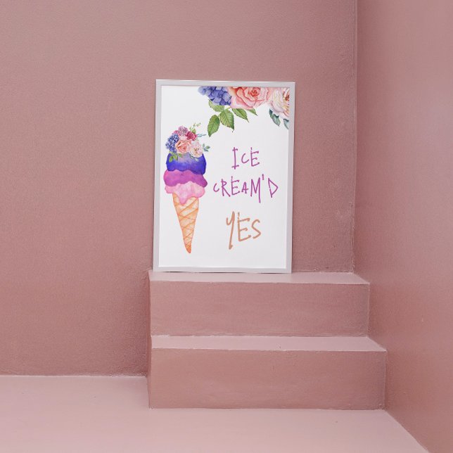 Poster Glace Cream'd Oui Fête des mariées Elle a ramassé (Créateur téléchargé)