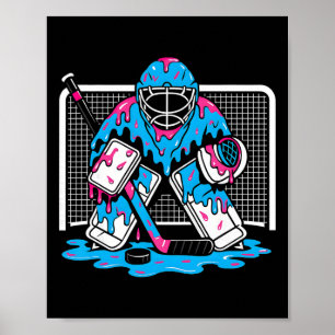 Poster Glace de gardien de hockey crème glacée drip garço