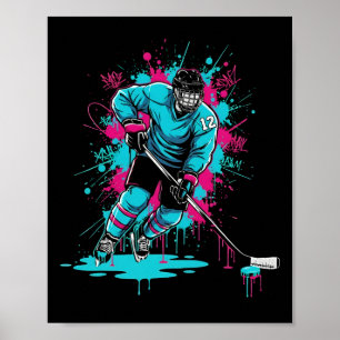 Poster Glace de hockey crème glacée goutte numéro 12 12e