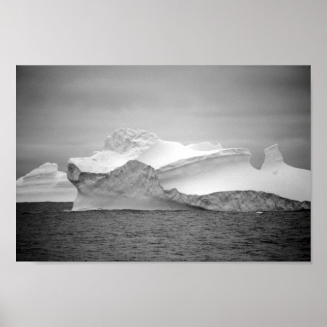 Poster Glace de mer Iceberg Monochrome Antarctique Icy Mo (Devant)