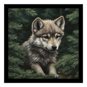 Poster glacé du loup de North Woods