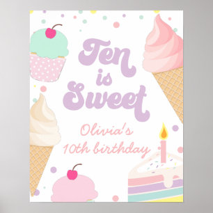 Poster Glace et Gâteau Dix ans est un Dixième Anniversair