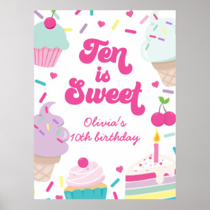 Poster Glace et Gâteau Dix ans est un Dixième Anniversair
