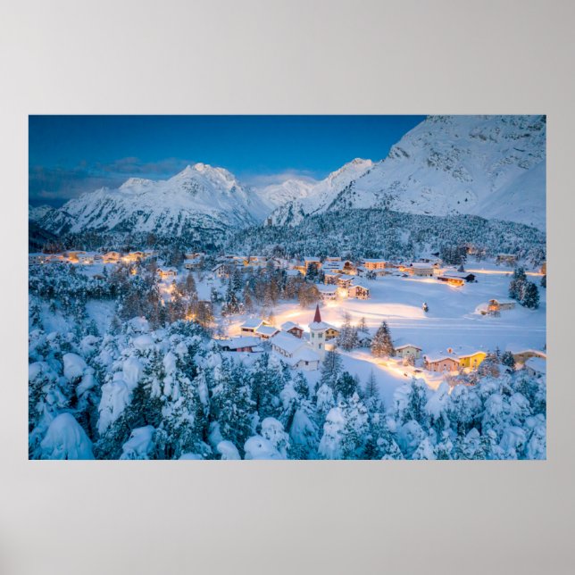 Poster Glace et neige | Graubunden, Engadin, Suisse (Devant)