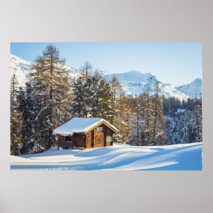 Poster Glace et neige Journal d'hiver Cabine Alpes suis