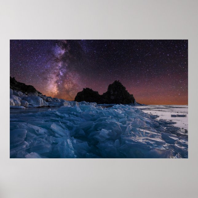 Poster Glace et neige | Lac Baïkal, Sibérie, Russie (Devant)