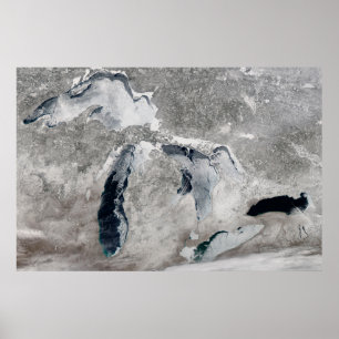 Poster Glace Sur Les Grands Lacs, États-Unis.