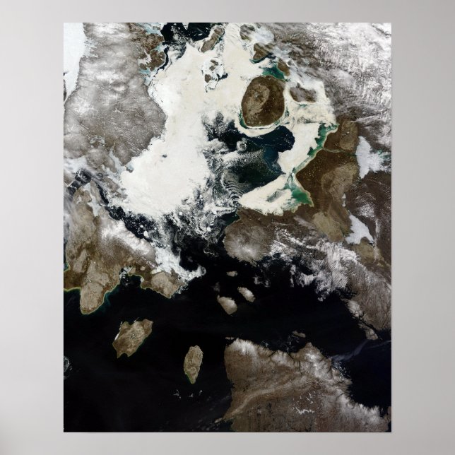 Poster Glaces de mer et sédiments visibles au Nunavut, Ca (Devant)