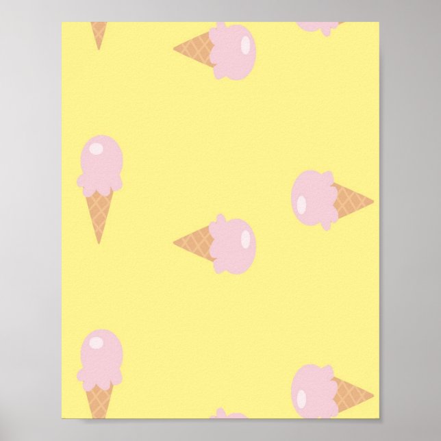 Poster Glaces roses sur jaune (Devant)