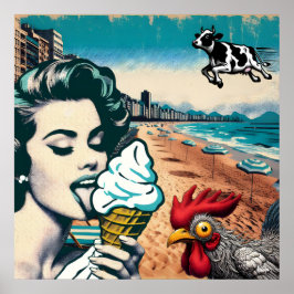 Poster "glaces sur la plage"