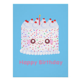Poster Glacet blanc saupoudré gâteau d'anniversaire