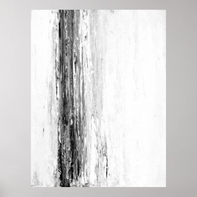 Poster 'Glacier' Art Abstrait noir et blanc (Devant)