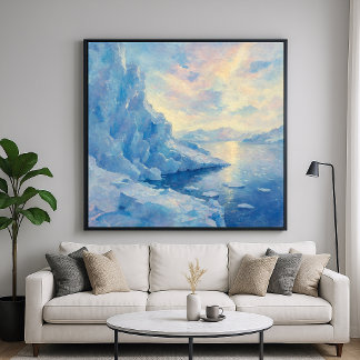 Poster Glacier Bleu Glacé - Style de Peinture Impressionn