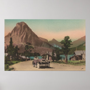 Poster Glacier, TA - vue de deux chalets et Mt. Rockwell