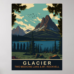 Poster Glacier, Two Medicine Lake et Mt. Rockwell