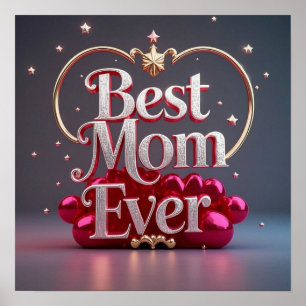 Poster Glam Bling Silver Meilleure maman jamais